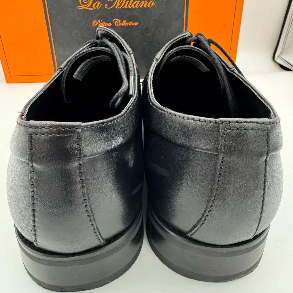 La Milano Evant Black Cap Toe Oxford Dress Shoes Leather Men’s Size 12